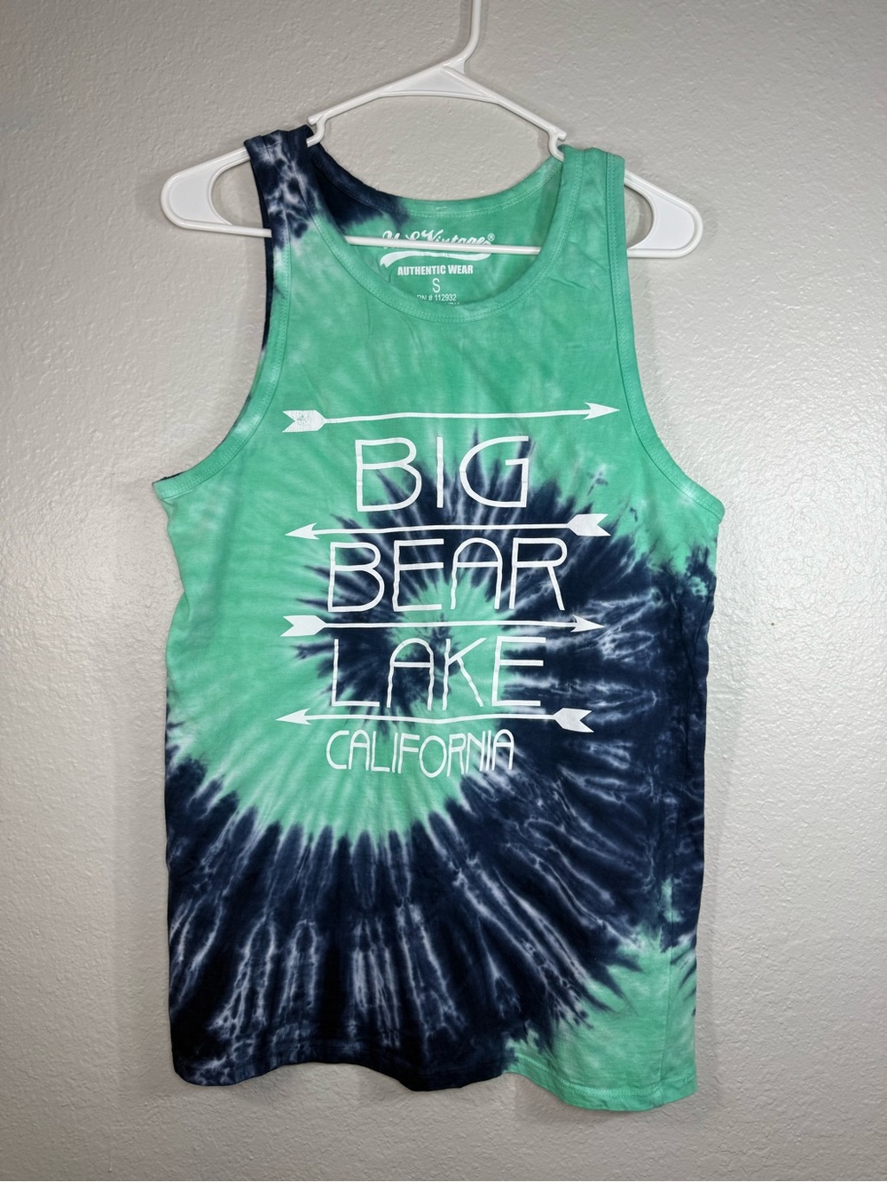 Women’s Big Bear Lake California tie-dye tank top Size Small mint green /navy‎